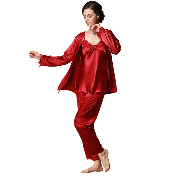 2019 3-piece pajamas sets women faux silk long sleeve cardigan spaghetti strap pants plus size nightwear v-neck, Blue;gray
2019 3-piece pajamas sets women faux silk long sleeve cardigan spaghetti strap pants plus size nightwear v-neck, Blue;gray