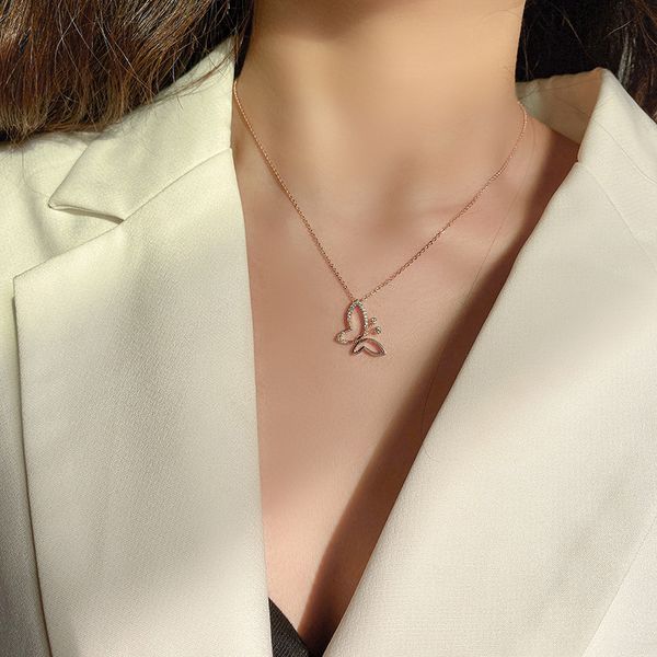 fashion openwork butterfly pendant necklace for women gold color clavicle chain 2020 korean fashion personality female chocker, Silver
fashion openwork butterfly pendant necklace for women gold color clavicle chain 2020 korean fashion personality female chocker, Silver