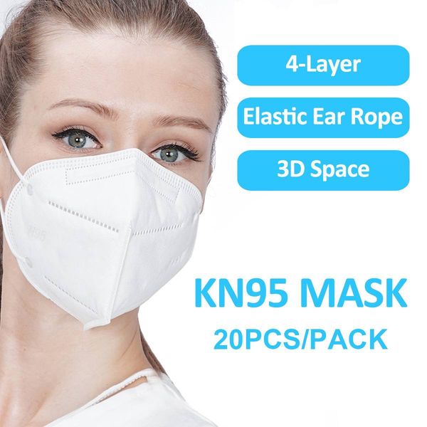 20pcs kn95 face masks pm2.5 pollution anti dust masks 95% filtration breathable protective face mask for health care