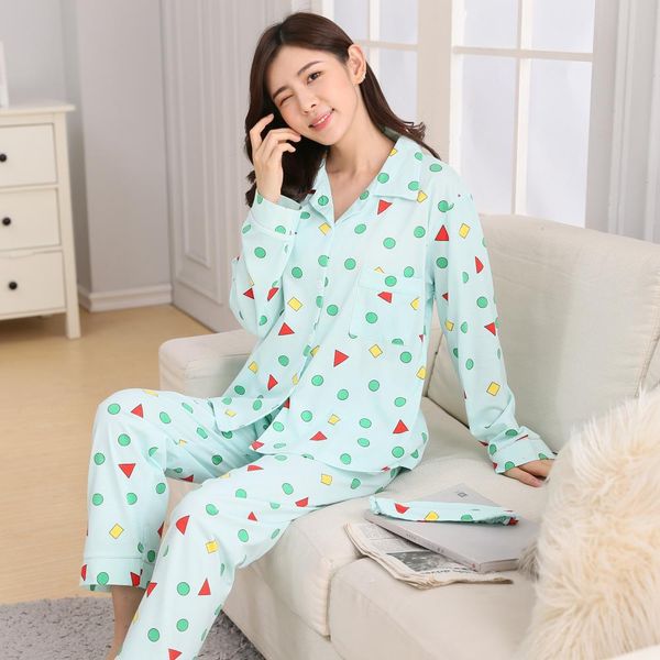 cotton winter women warm printing cartoon geometric pajamas with long sleeve long pant plus thick home wear suit pajama sets, Blue;gray
cotton winter women warm printing cartoon geometric pajamas with long sleeve long pant plus thick home wear suit pajama sets, Blue;gray