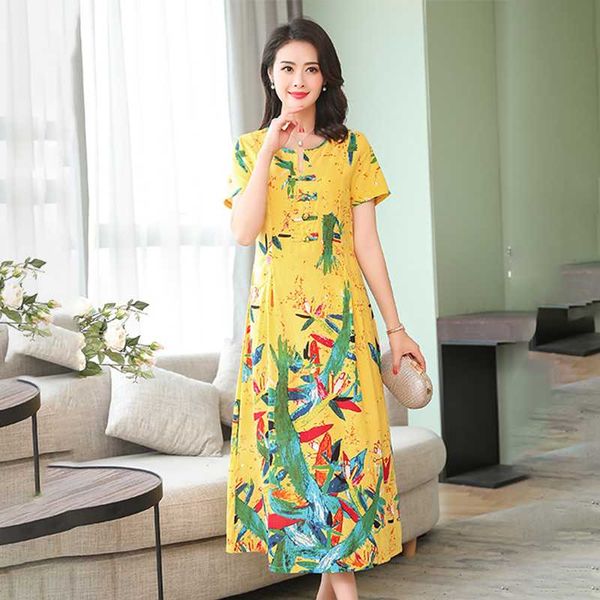 summer cotton and linen women dress elegant ladies vintage long dress print short sleeve vestidos, Black;gray
summer cotton and linen women dress elegant ladies vintage long dress print short sleeve vestidos, Black;gray