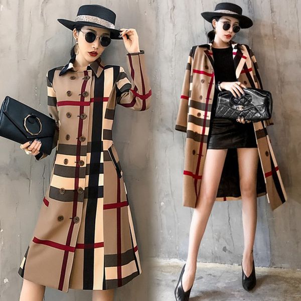 2019 autumn and winter women's new ladies double-breasted color matching retro coat temperament coat trench coat, Tan;black
2019 autumn and winter women's new ladies double-breasted color matching retro coat temperament coat trench coat, Tan;black