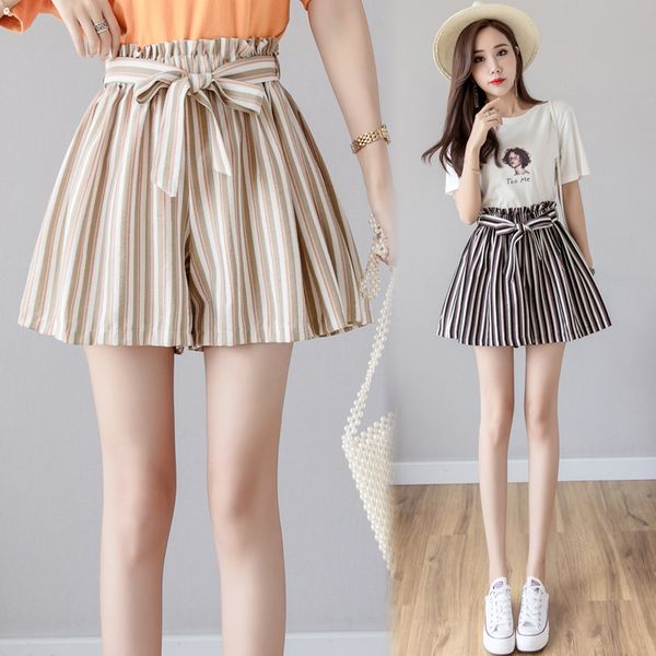 ead 2020 summer new fashion striped wide leg shorts female korean casual loose was thin elastic waist strap shorts, White;black
ead 2020 summer new fashion striped wide leg shorts female korean casual loose was thin elastic waist strap shorts, White;black