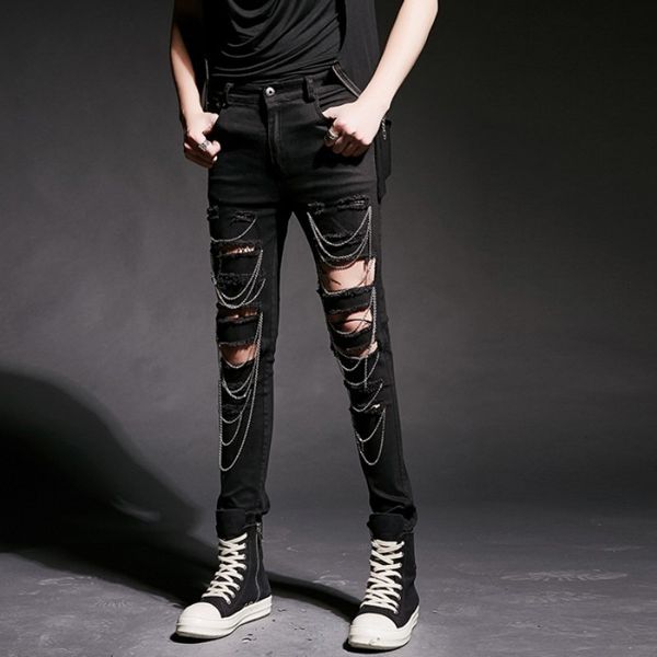 2020 new fashion mens punk hole ripped pants korean slim fit pencil pants casual mens chains hip hop street dance m-2xl, Black
2020 new fashion mens punk hole ripped pants korean slim fit pencil pants casual mens chains hip hop street dance m-2xl, Black