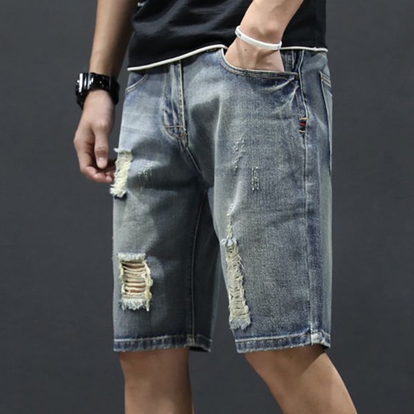 men's jeans shredded denim shorts men korean slim 5 points pants tide straight thin summer trend large size, Blue
men's jeans shredded denim shorts men korean slim 5 points pants tide straight thin summer trend large size, Blue