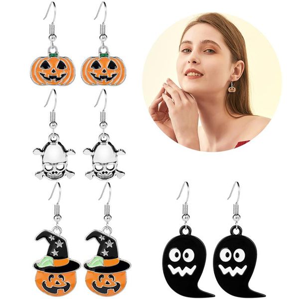 4 pairs halloween hook earrings set cartoon skull pumpkin ghost dangle earrings jewelry drop for girls women party, Silver
4 pairs halloween hook earrings set cartoon skull pumpkin ghost dangle earrings jewelry drop for girls women party, Silver