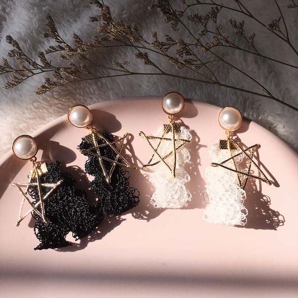 maxi korean temperament summer wild sweet long lace pearl five-pointed star long earrings, Silver
maxi korean temperament summer wild sweet long lace pearl five-pointed star long earrings, Silver