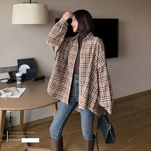 fashionable new style, fuzzy plaid shirt printed plaid shirt coat, loose ground hair and thick lantern sleeve retro top, White
fashionable new style, fuzzy plaid shirt printed plaid shirt coat, loose ground hair and thick lantern sleeve retro top, White