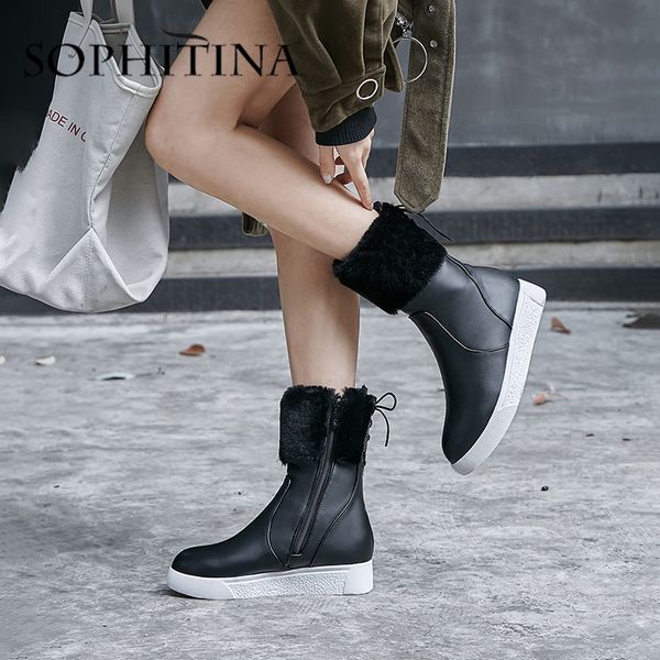 sophitina winter women's boots comfortable wedge very warm new solid round toe shoes lace-up handmade boots po339, Black
sophitina winter women's boots comfortable wedge very warm new solid round toe shoes lace-up handmade boots po339, Black