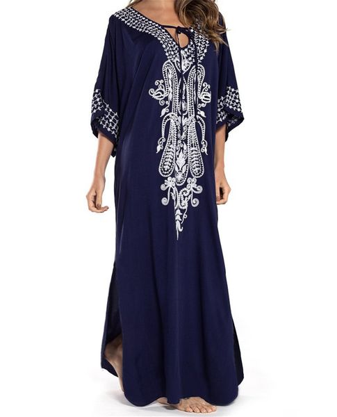 embroidery kaftan beach tunic cotton beach cover up saida de praia swimsuit women bikini cover up pareo sarong beachwear, Blue;gray
embroidery kaftan beach tunic cotton beach cover up saida de praia swimsuit women bikini cover up pareo sarong beachwear, Blue;gray
