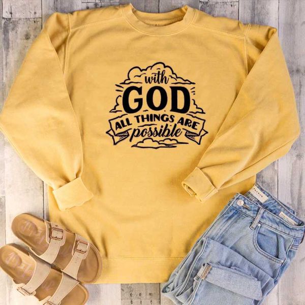 women's hoodies & sweatshirts with god all things are possible christian religious jesus catholic women pure casual funny slogan gift, Black
women's hoodies & sweatshirts with god all things are possible christian religious jesus catholic women pure casual funny slogan gift, Black