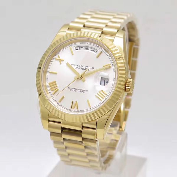 5 style luxury men's watches daydate 228238 automatic mechanical movement 40mm dial 18k gold stainless steel strap designer watches, Slivery;brown
5 style luxury men's watches daydate 228238 automatic mechanical movement 40mm dial 18k gold stainless steel strap designer watches, Slivery;brown