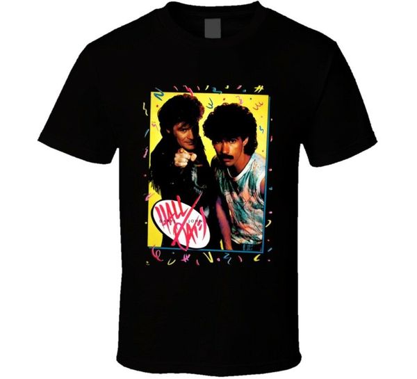 hall and oates 80s retro pop music t shirt, White;black 
hall and oates 80s retro pop music t shirt, White;black