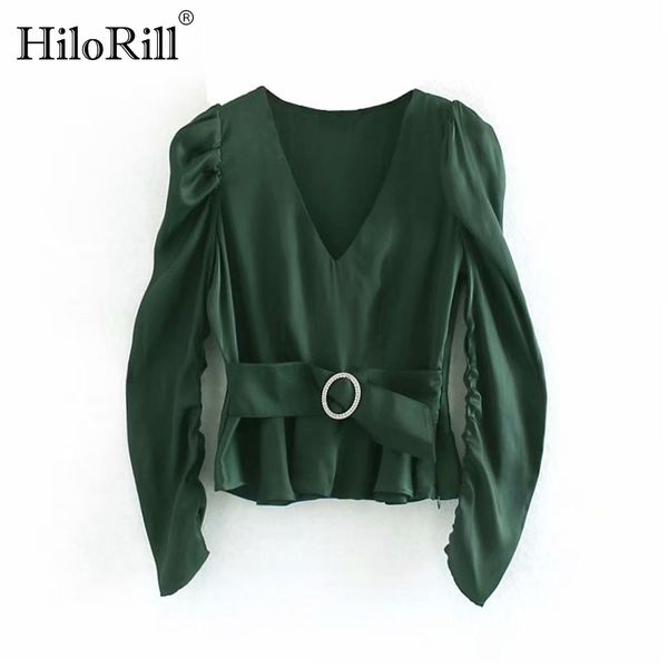 stylish v neck green color ladies blouses sashes puff long sleeve fashion side zipper solid shirt female chic silk tunic, White
stylish v neck green color ladies blouses sashes puff long sleeve fashion side zipper solid shirt female chic silk tunic, White