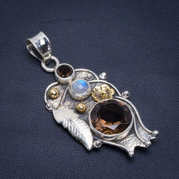natural two tones smoky quartz and moonstone handmade unique 925 sterling silver pendant 2" b3094
natural two tones smoky quartz and moonstone handmade unique 925 sterling silver pendant 2" b3094