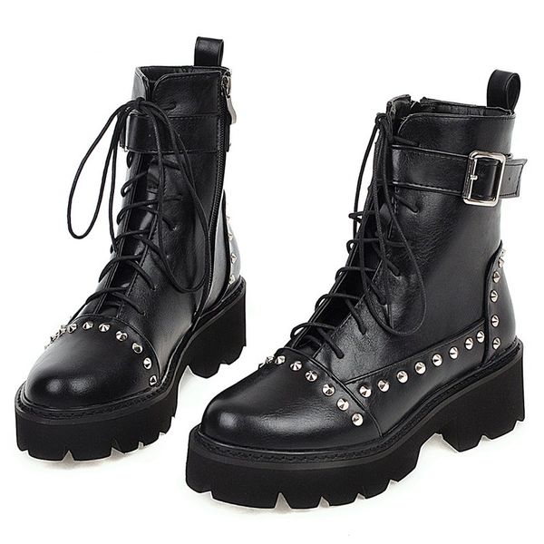bonjean rivet boots women lace up black leather ankle boots mid heel goth style short boot for autumn high quality
bonjean rivet boots women lace up black leather ankle boots mid heel goth style short boot for autumn high quality