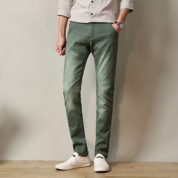 2020 newly fashion men jeans slim fit elastic pencil pants khaki blue green color cotton brand classical jeans men skinny
2020 newly fashion men jeans slim fit elastic pencil pants khaki blue green color cotton brand classical jeans men skinny