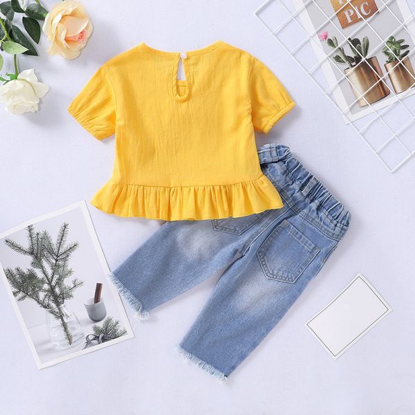 summer baby girl коротким рукавом установить костюм дети сплошной цвет футболки блуза + hole джинсовые брюки установить повседневный мода ко, White
summer baby girl коротким рукавом установить костюм дети сплошной цвет футболки блуза + hole джинсовые брюки установить повседневный мода ко, White