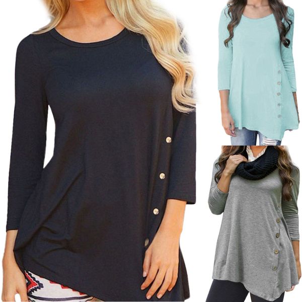 2019 women's long sleeve loose t-shirt button slim long size large size 6xl shirt solid color round collar jacket t-shirt 40*, White
2019 women's long sleeve loose t-shirt button slim long size large size 6xl shirt solid color round collar jacket t-shirt 40*, White