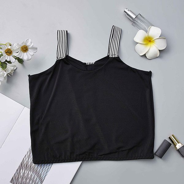 women elastic slim tube female underwear crop striped strap camisoles, Black;white
women elastic slim tube female underwear crop striped strap camisoles, Black;white