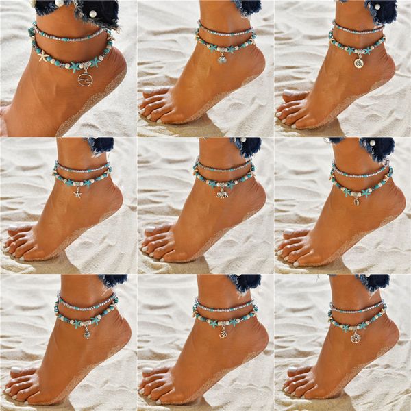modyle bohemian multiple layers starfish turtle beads anklets for women vintage boho shell chain anklet bracelet beach jewelry, Red;blue
modyle bohemian multiple layers starfish turtle beads anklets for women vintage boho shell chain anklet bracelet beach jewelry, Red;blue