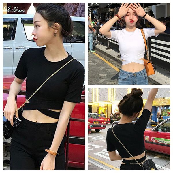 sexy fashion cross short sports and leisure t-shirt women's o-neck short-sleeved solid color cross shirt uniform code, White
sexy fashion cross short sports and leisure t-shirt women's o-neck short-sleeved solid color cross shirt uniform code, White