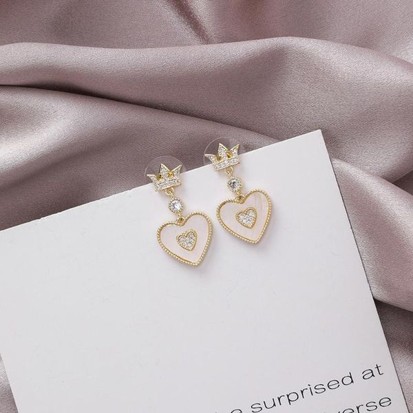 simple girl earrings zircon crown heart popular heart drop earrings for women fashion jewelry accessories, Silver
simple girl earrings zircon crown heart popular heart drop earrings for women fashion jewelry accessories, Silver