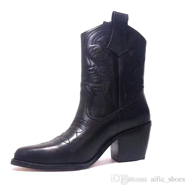 women booties calfskin embroidered sneakers ankle boot designer shoes western cowboy ankle boots ladies winter boots with box, Black
women booties calfskin embroidered sneakers ankle boot designer shoes western cowboy ankle boots ladies winter boots with box, Black
