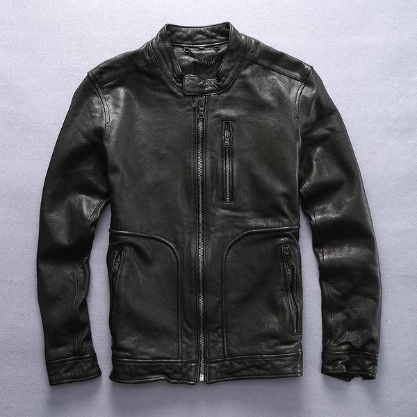 men's slim fit genuine leather jacket vegetable tanned sheepskin causl leather jacket men black campera cuero hombre 2020
men's slim fit genuine leather jacket vegetable tanned sheepskin causl leather jacket men black campera cuero hombre 2020