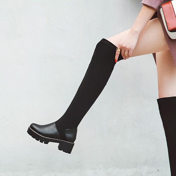 salu 2019 round toe platform concise over the knee boots winter square high heel slip on winter warm fur women shoes size 34-43, Black
salu 2019 round toe platform concise over the knee boots winter square high heel slip on winter warm fur women shoes size 34-43, Black