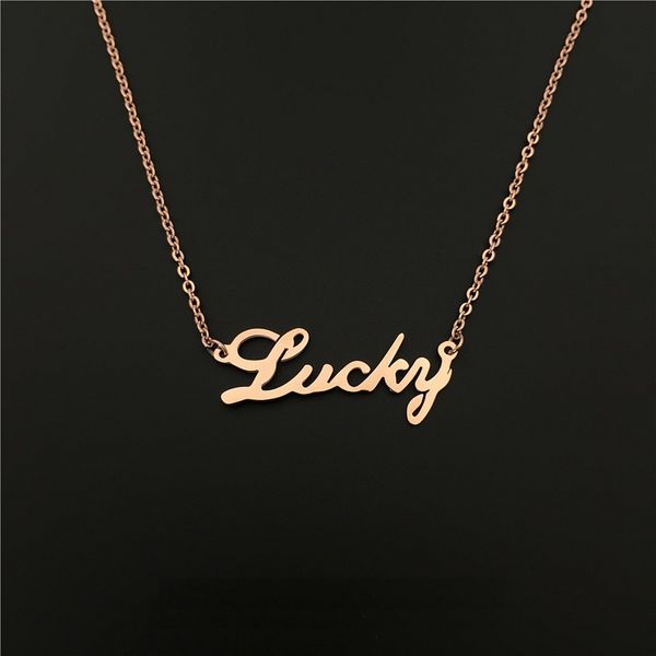 lucky letter collarbone pendant necklace titanium steel rose gold color girls neck collarbone chain necklace, Silver
lucky letter collarbone pendant necklace titanium steel rose gold color girls neck collarbone chain necklace, Silver