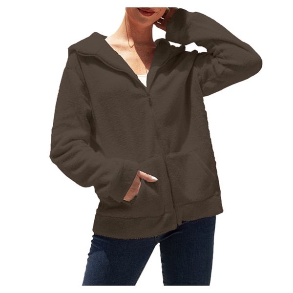 2019 winter warm women coat long sleeve solid color fleece zipper hoodie sweaters coat casual long sleeve solid fashion, Black
2019 winter warm women coat long sleeve solid color fleece zipper hoodie sweaters coat casual long sleeve solid fashion, Black