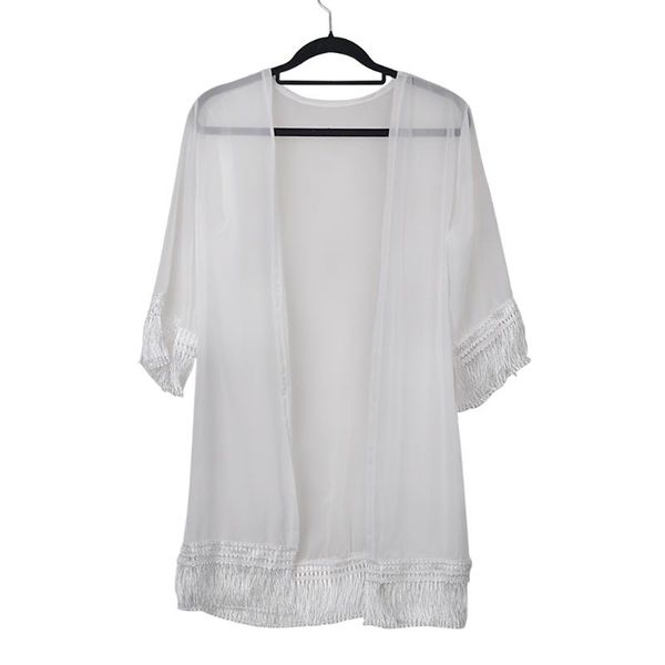 women summer tassels beach mid-sleeve long shirt lace chiffon cardigan sunscreen cardigan clothes white, black
women summer tassels beach mid-sleeve long shirt lace chiffon cardigan sunscreen cardigan clothes white, black