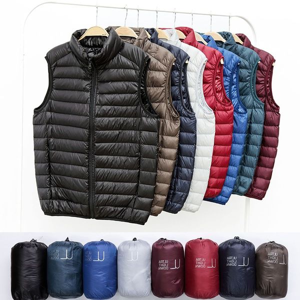 new brand men sleeveless jacket fashion boutique winter ultralight white duck down vest casual stand collar male slim warm vest, Black;white
new brand men sleeveless jacket fashion boutique winter ultralight white duck down vest casual stand collar male slim warm vest, Black;white