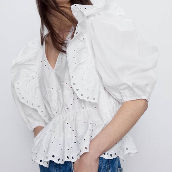 women blouse ruffle shirt summer 2020 new fashion preppy girl embroidery white pullover
women blouse ruffle shirt summer 2020 new fashion preppy girl embroidery white pullover