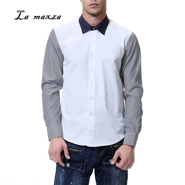 men's casual shirts 2021 striped sleeves patchwork shirt causal mens cotton fashion long slim fit, White;black
men's casual shirts 2021 striped sleeves patchwork shirt causal mens cotton fashion long slim fit, White;black