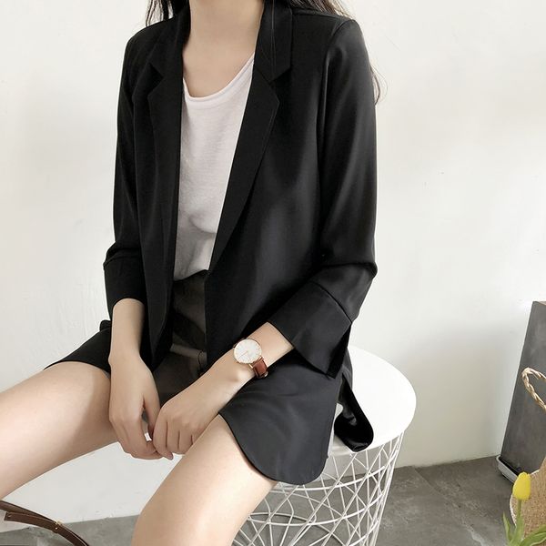 korean-style summer wear new style loose-fit three-quarter-length sleeve mid-length chiffon thin female suit coat, White;black
korean-style summer wear new style loose-fit three-quarter-length sleeve mid-length chiffon thin female suit coat, White;black