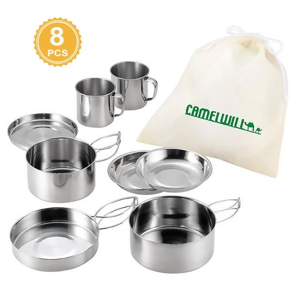 6 pcs outdoor pot set camping soup coffee water cups stainless steel cooking pans plates set for 1-2 people outdoor tableware
6 pcs outdoor pot set camping soup coffee water cups stainless steel cooking pans plates set for 1-2 people outdoor tableware