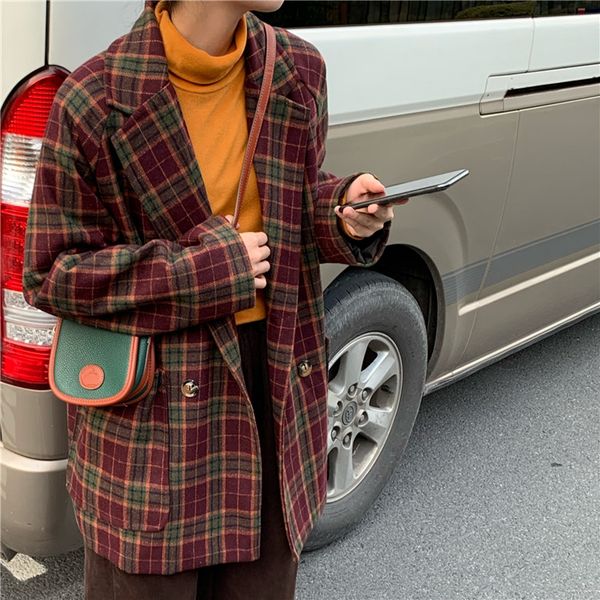 retro korean plaid ladies blazer red loose casual simple suit jacket stylish high street spring autumn women's clothing mm60nxz, White;black
retro korean plaid ladies blazer red loose casual simple suit jacket stylish high street spring autumn women's clothing mm60nxz, White;black