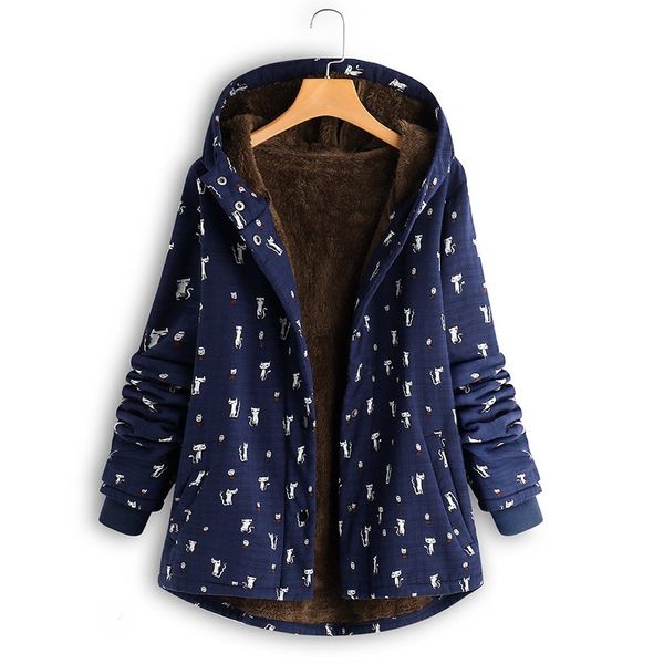 2018 women winter parka coat cat print hooded warm pockets coats vintage hasp ladies oversize coats outwear, Black
2018 women winter parka coat cat print hooded warm pockets coats vintage hasp ladies oversize coats outwear, Black