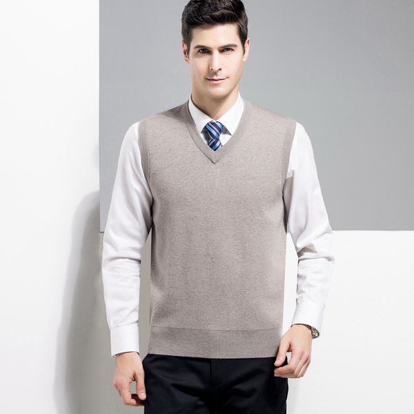 sleeveless v-neck thick vest autumn men's knitted sweater men business casual solid color wool sweater vest, Black;white
sleeveless v-neck thick vest autumn men's knitted sweater men business casual solid color wool sweater vest, Black;white