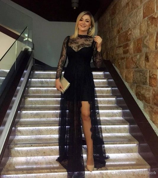 a line black lace high neck long sleeve prom dresses long side cuts 2019 new party elegant evening gowns
a line black lace high neck long sleeve prom dresses long side cuts 2019 new party elegant evening gowns