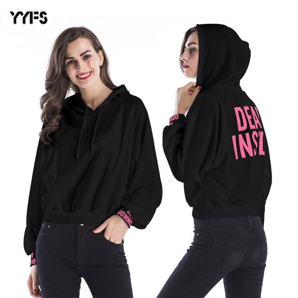 womens designer hooded sweater raglan sleeves loose large size letter printing season, Black
womens designer hooded sweater raglan sleeves loose large size letter printing season, Black