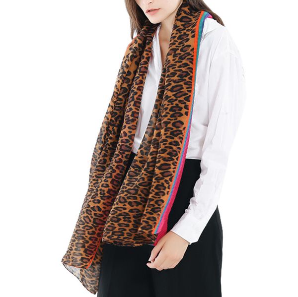 

elegant highly flexiblewomen winter warm leopard printed long shawl linen soft long neck scarftrend