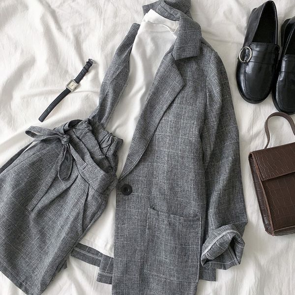 2020 spring summer women two piece set casual + shorts plus size plaid female office suit set women's 2 piece, White
2020 spring summer women two piece set casual + shorts plus size plaid female office suit set women's 2 piece, White