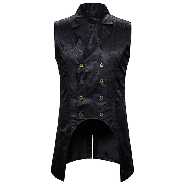 men's black gothic steampunk vest 2019 brand new medieval jacquard double breasted vest waistcoat men stage cosplay prom costume, Black;brown
men's black gothic steampunk vest 2019 brand new medieval jacquard double breasted vest waistcoat men stage cosplay prom costume, Black;brown