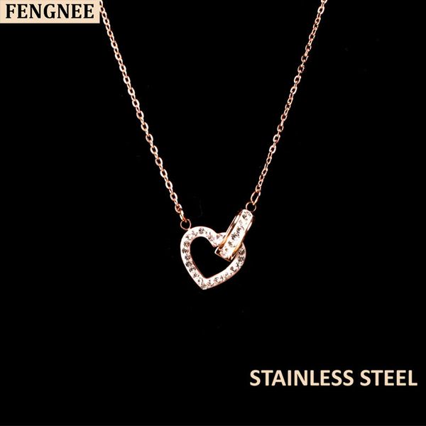 fengnee luxury stainless steel jewelry for women love rose gold pendant love heart necklace, Silver
fengnee luxury stainless steel jewelry for women love rose gold pendant love heart necklace, Silver