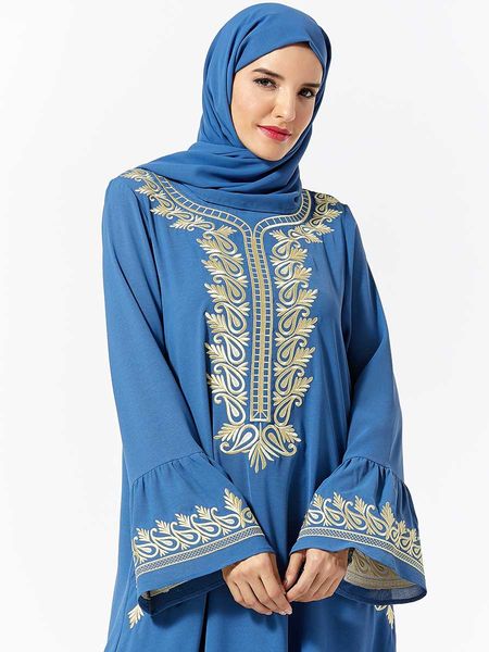 muslim women9373 dignified middle east gown embroidered pockets bell-sleeve put on a large muslim dress (excluding headscarf, Red 
muslim women9373 dignified middle east gown embroidered pockets bell-sleeve put on a large muslim dress (excluding headscarf, Red