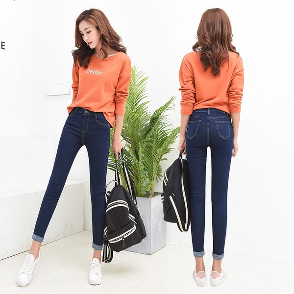 2020 new women's nine-point jeans, slim casual all-match high waist pencil feet jeans, Blue
2020 new women's nine-point jeans, slim casual all-match high waist pencil feet jeans, Blue