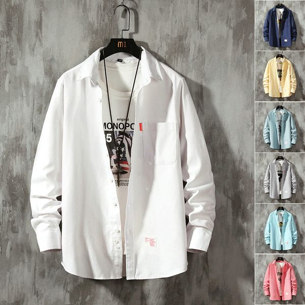 men's casual shirts spring and autumn long-sleeved solid cotton with pocket large size -5xl, White;black
men's casual shirts spring and autumn long-sleeved solid cotton with pocket large size -5xl, White;black